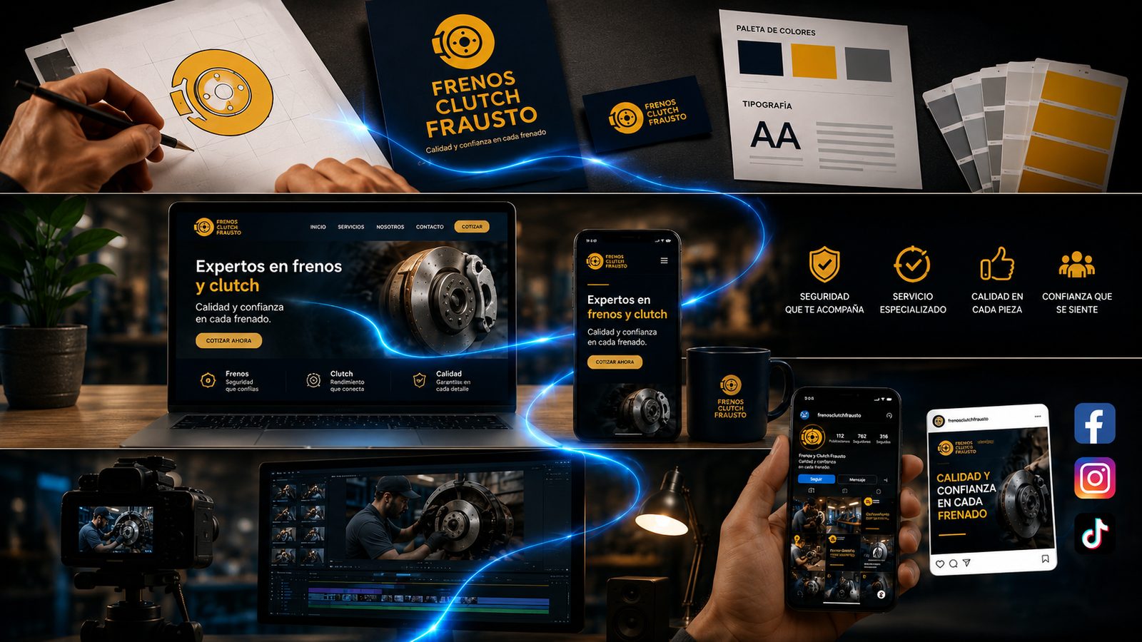 Marca, sitio web y contenido para redes de Frenos Clutch Frausto